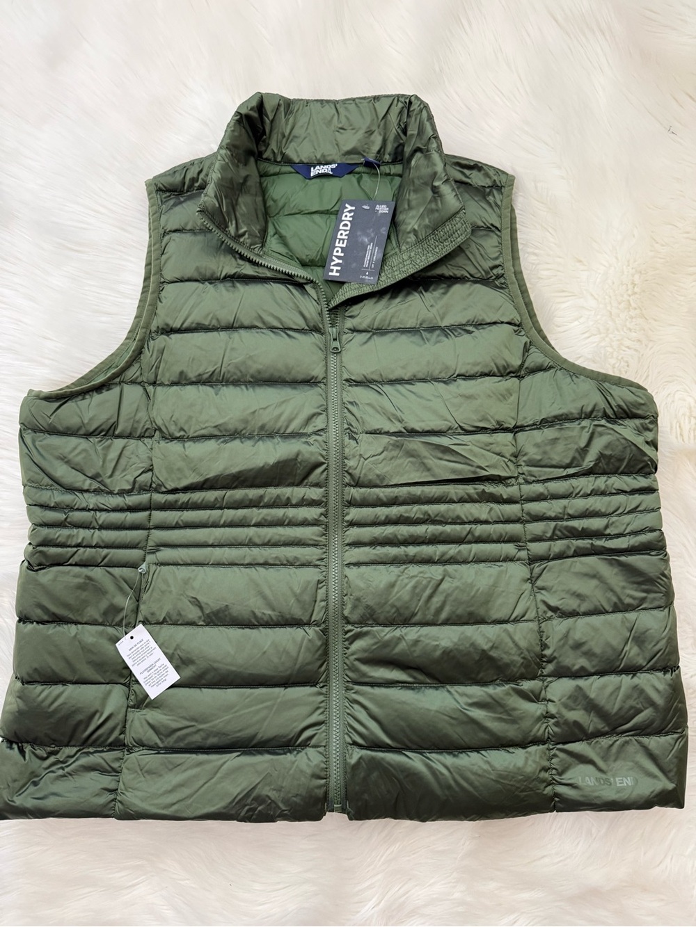 Lands’ End Women’s HyperDRY 800FP Down Vest NWT Allied Feather & Down